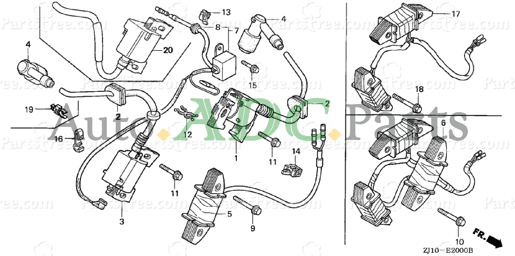 Charge Coil Assembly 31630-ZJ1-802 for Honda GX610 GX620 GX670 GXV610 GXV620