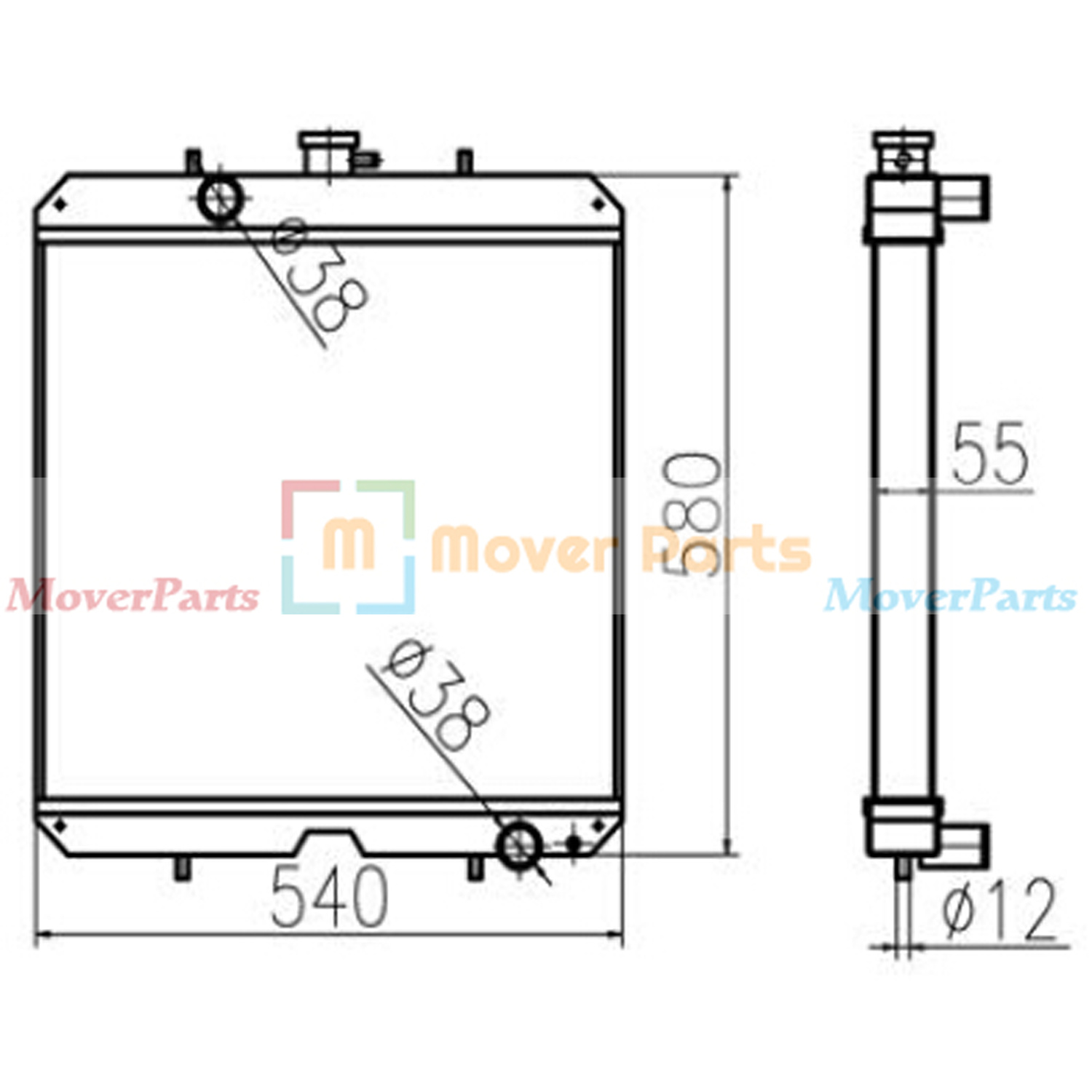 Water Tank Radiator 184015-44501 for Yanmar VIO40-3 VIO50-3 465*540*52mm