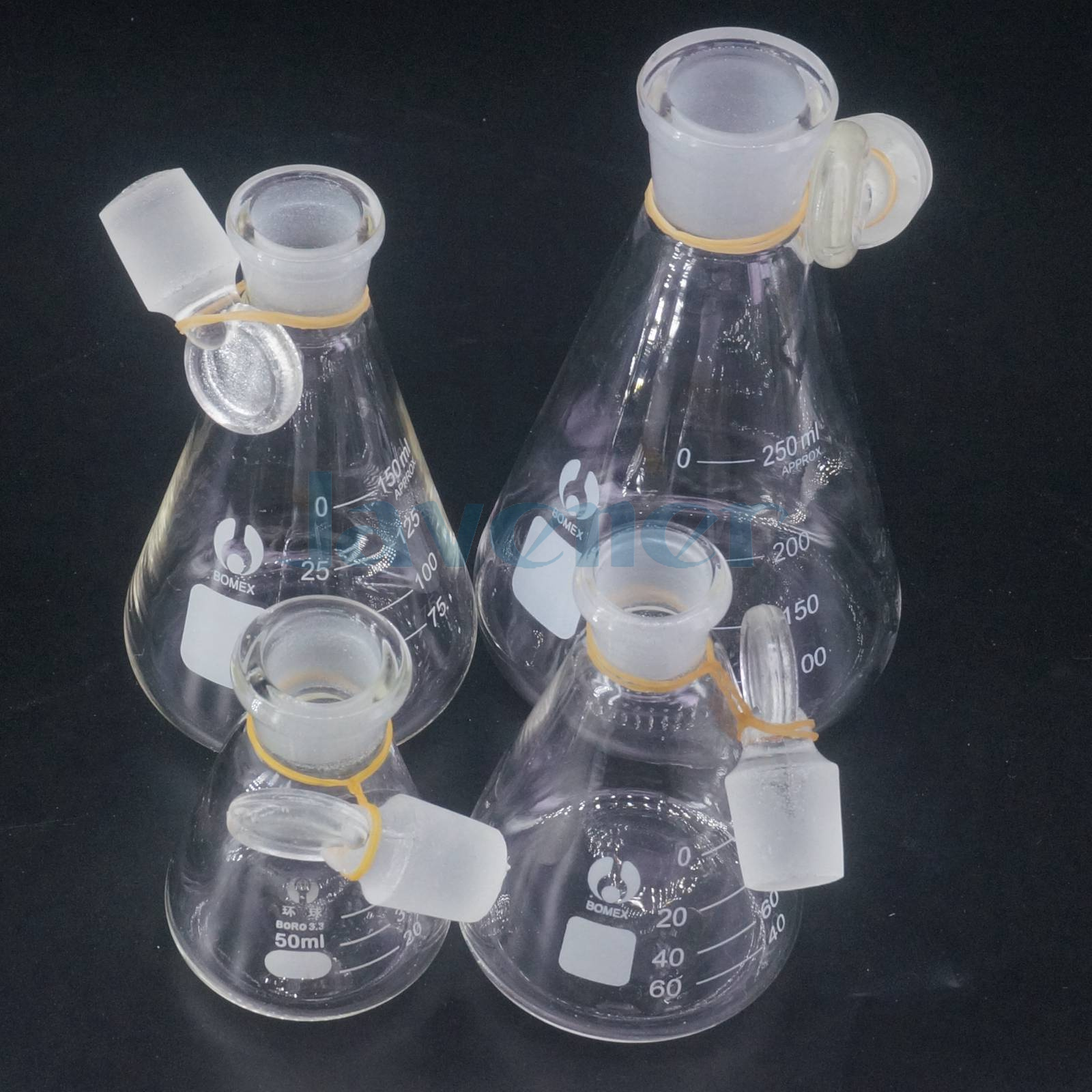 Sizes 50ml To 1000ml Lab Glass Erlenmeyer Conical Flask with Groundin