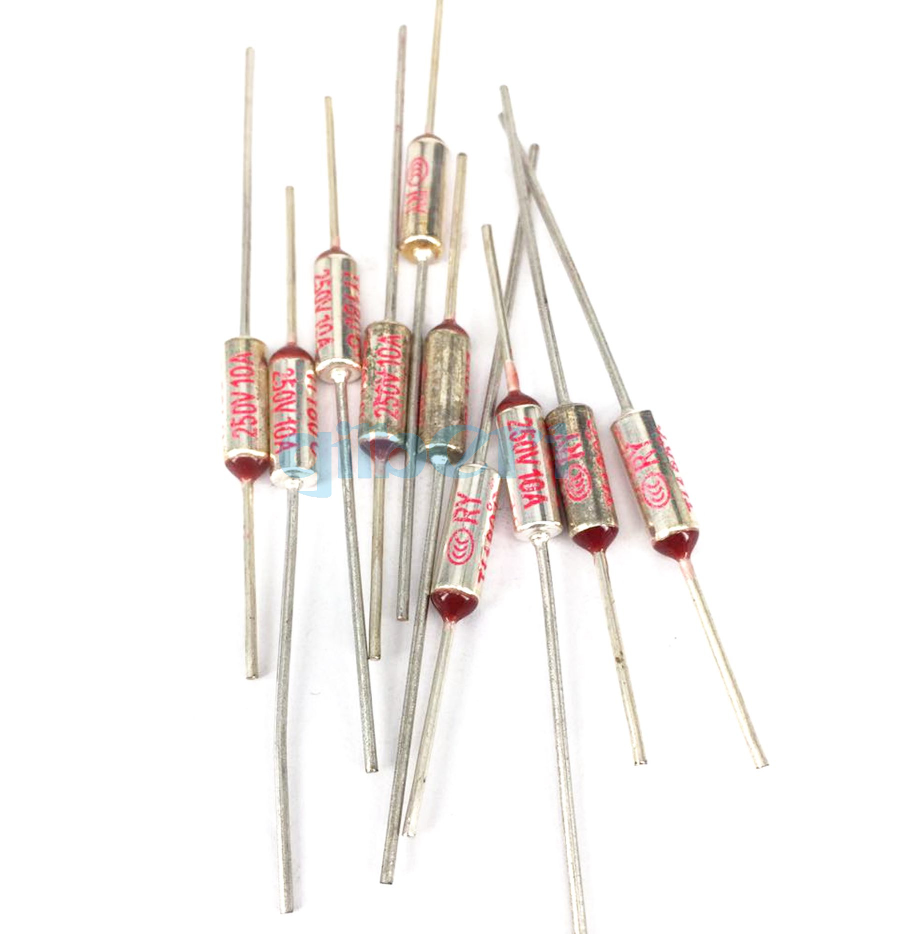 10pcs 77°C285°C 12x6mm L*D Thermal Fuse TF Cutoff 250V 10A Electric