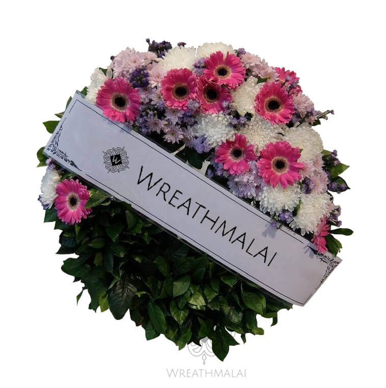 WF052 พวงหรีดดอกไม้สด  Size M