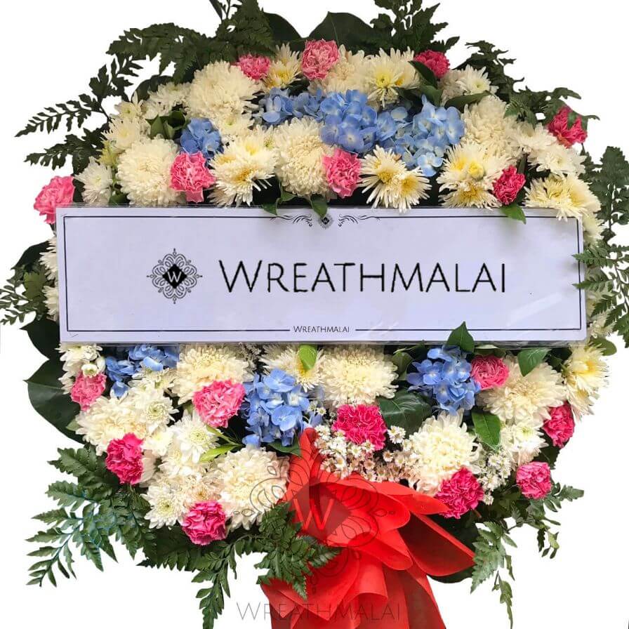 WF069 พวงหรีดดอกไม้สด  Size M