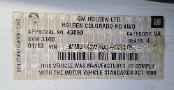 View Auto part Trans/Gearbox Holden Colorado 2013