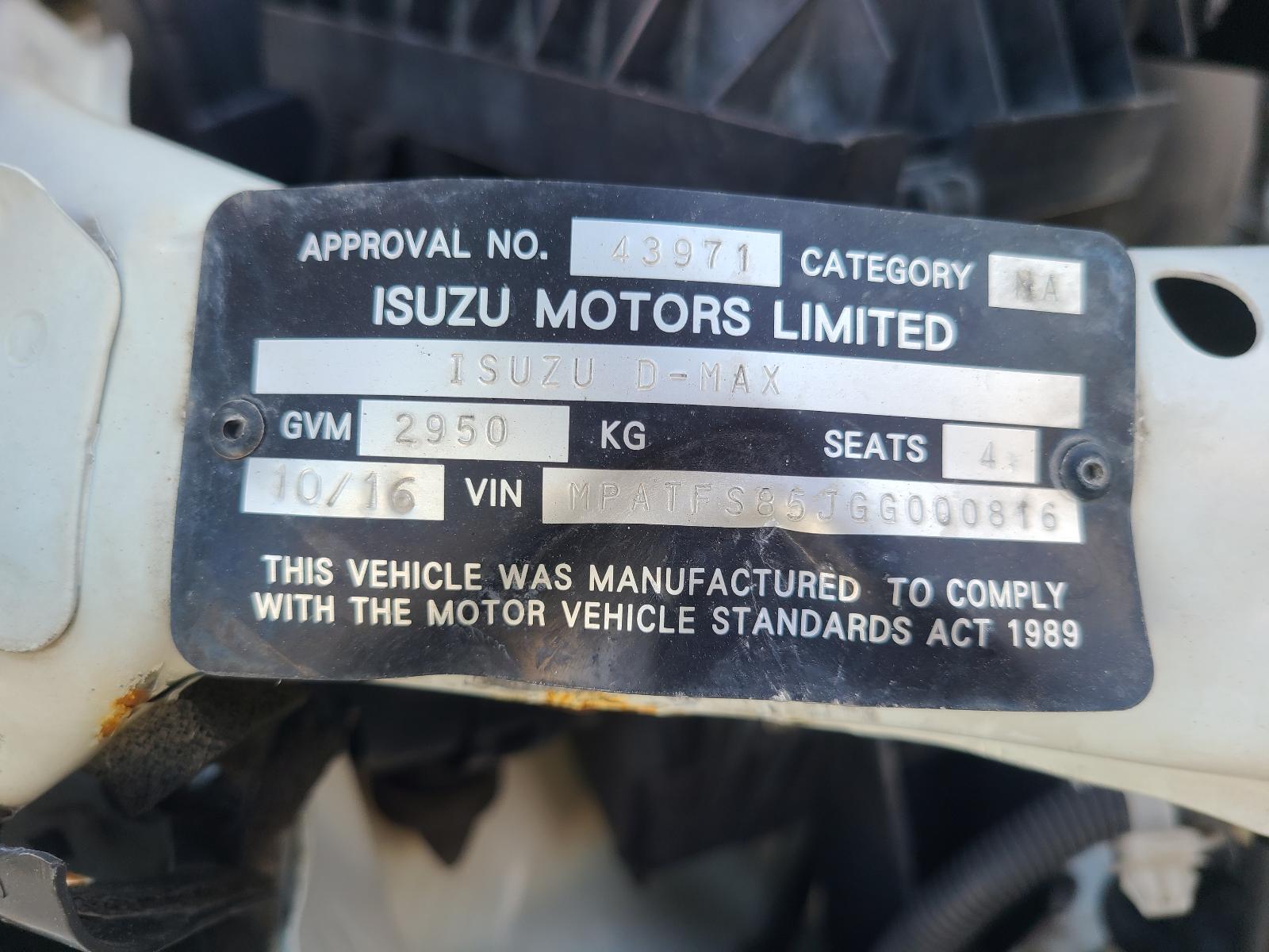 View Isuzu Dmax 2016 2 Door Pickup