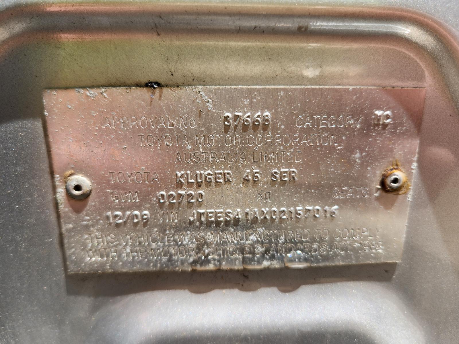 Toyota Kluger 2010 4 Door Station Wagon View Toyota Kluger 2010 4 Door Station Wagon