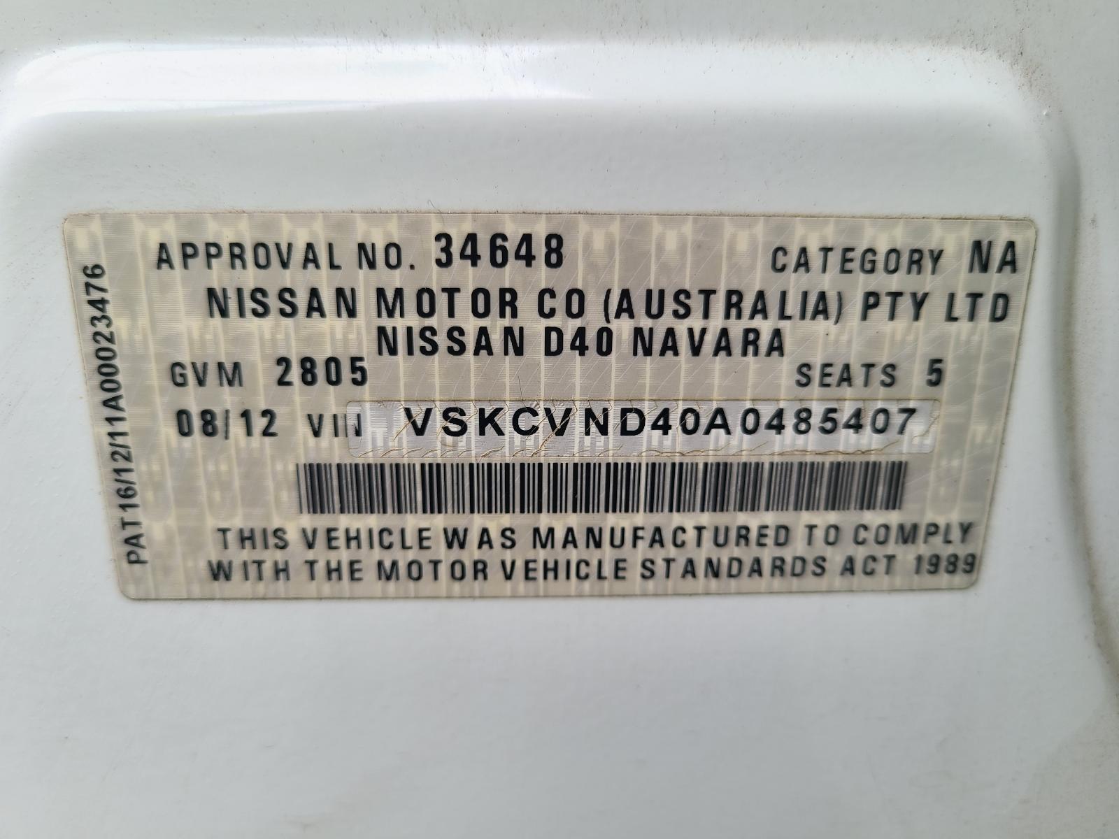 View Nissan Navara 2012 4 Door Utility