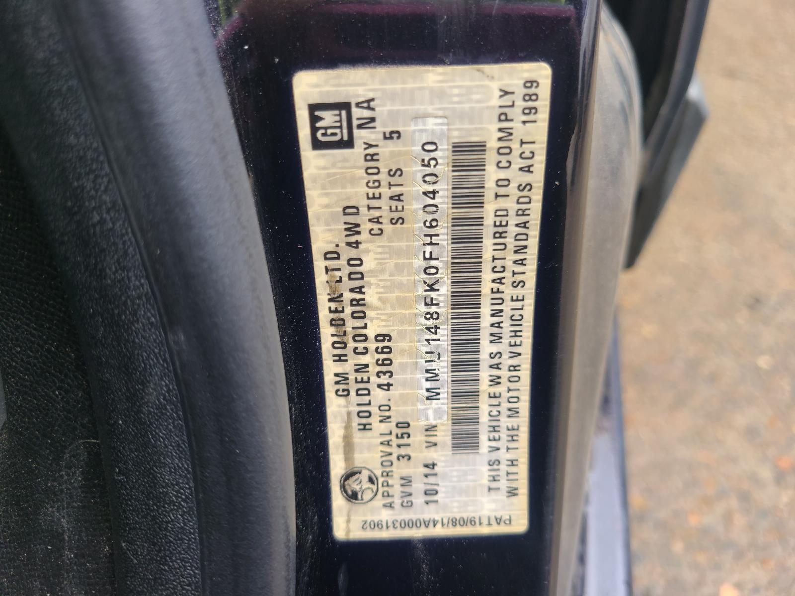 View Holden Colorado 2015 4 Door Utility