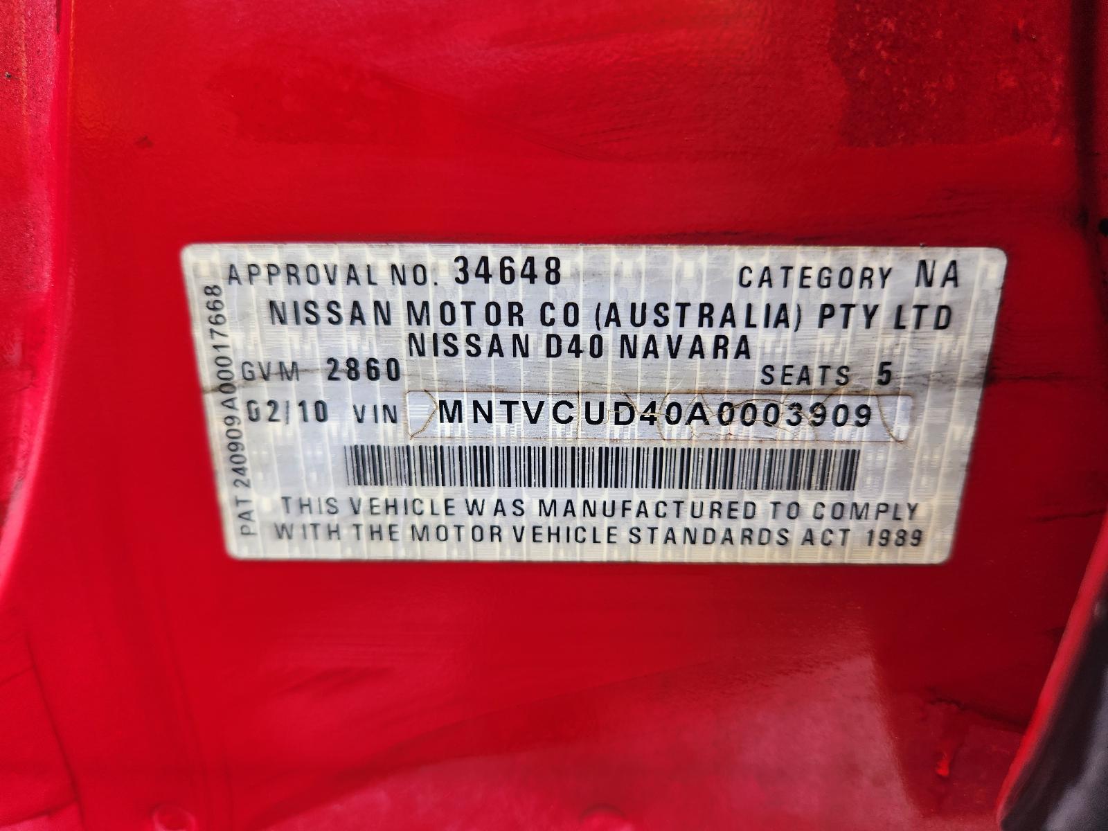 View Nissan Navara 2010 4 Door Utility