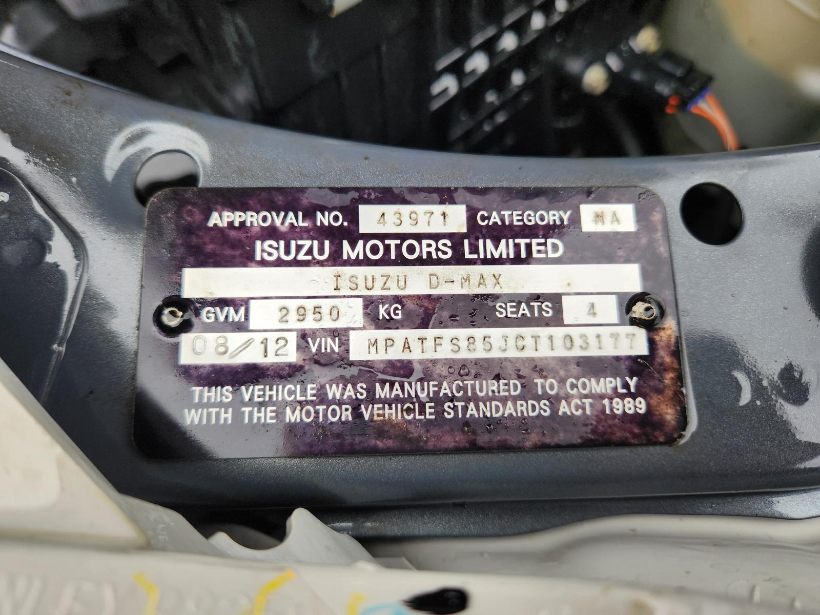View Isuzu Dmax 2012 4 Door Utility