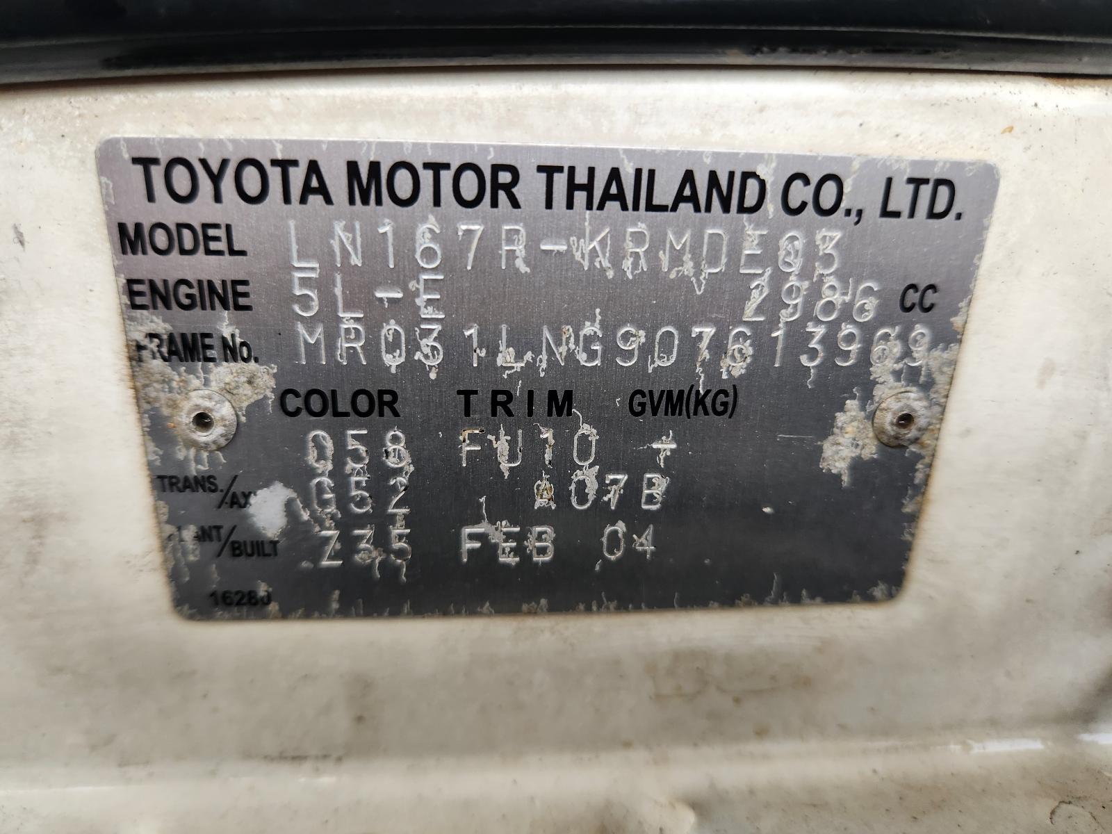 Toyota Hilux 2004 2 Door Pickup View Toyota Hilux 2004 2 Door Pickup