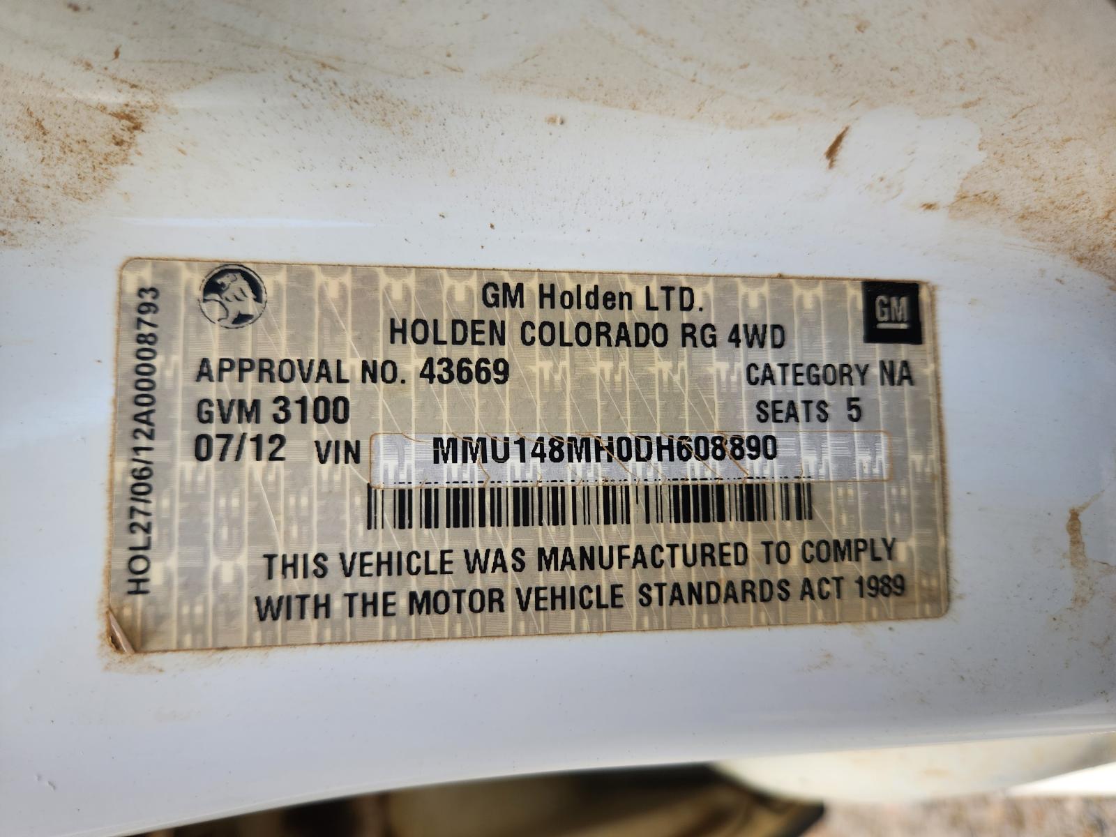 View Holden Colorado 2012 4 Door Utility