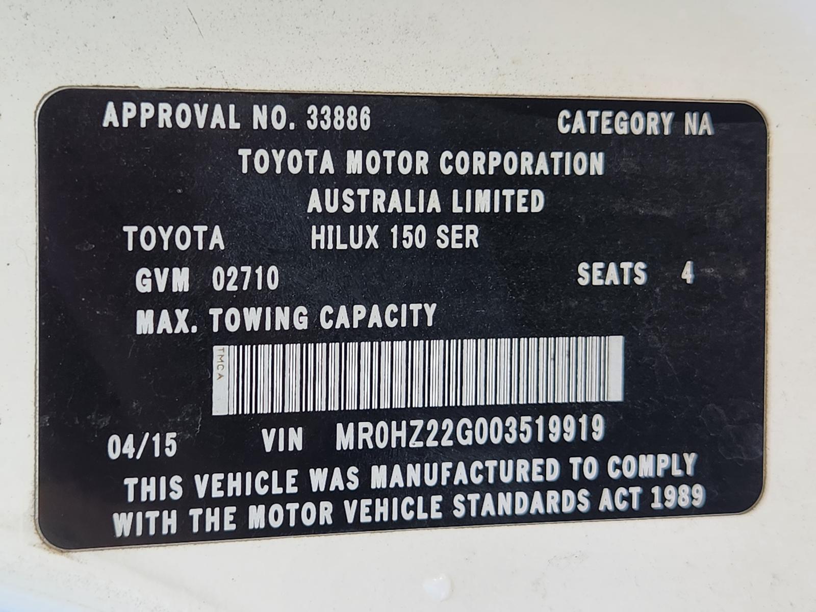 Toyota Hilux 2015 2 Door Pickup View Toyota Hilux 2015 2 Door Pickup
