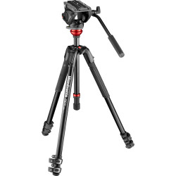 Manfrotto MVK500190XV 500 Fluid Video Head with 190X Video Aluminum Tripod & Leveling Column Kit