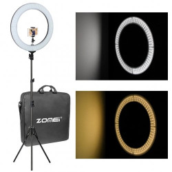 Zomei (ZRL-18V) 18inch 46cm LED Video Ring Light Bi-color Adjustable Double Light with Light Stand Kit Set For SmartPhones & All Cameras Live Stream
