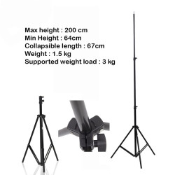 ALC-801 200cm Tripod Light Stand (With Carry Bag) 2m tall for LED Studio Light Flash Softbox