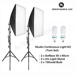 ALC Photo Studio Continuous Light Kit (150W Lamp) 50x90 cm Softbox with Light Stand (Single / Twin Kit)
