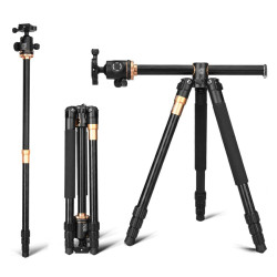 QZSD Q999H 154.9CM Portable Compact Travel Horizontal System Aluminium Tripod with Ballhead