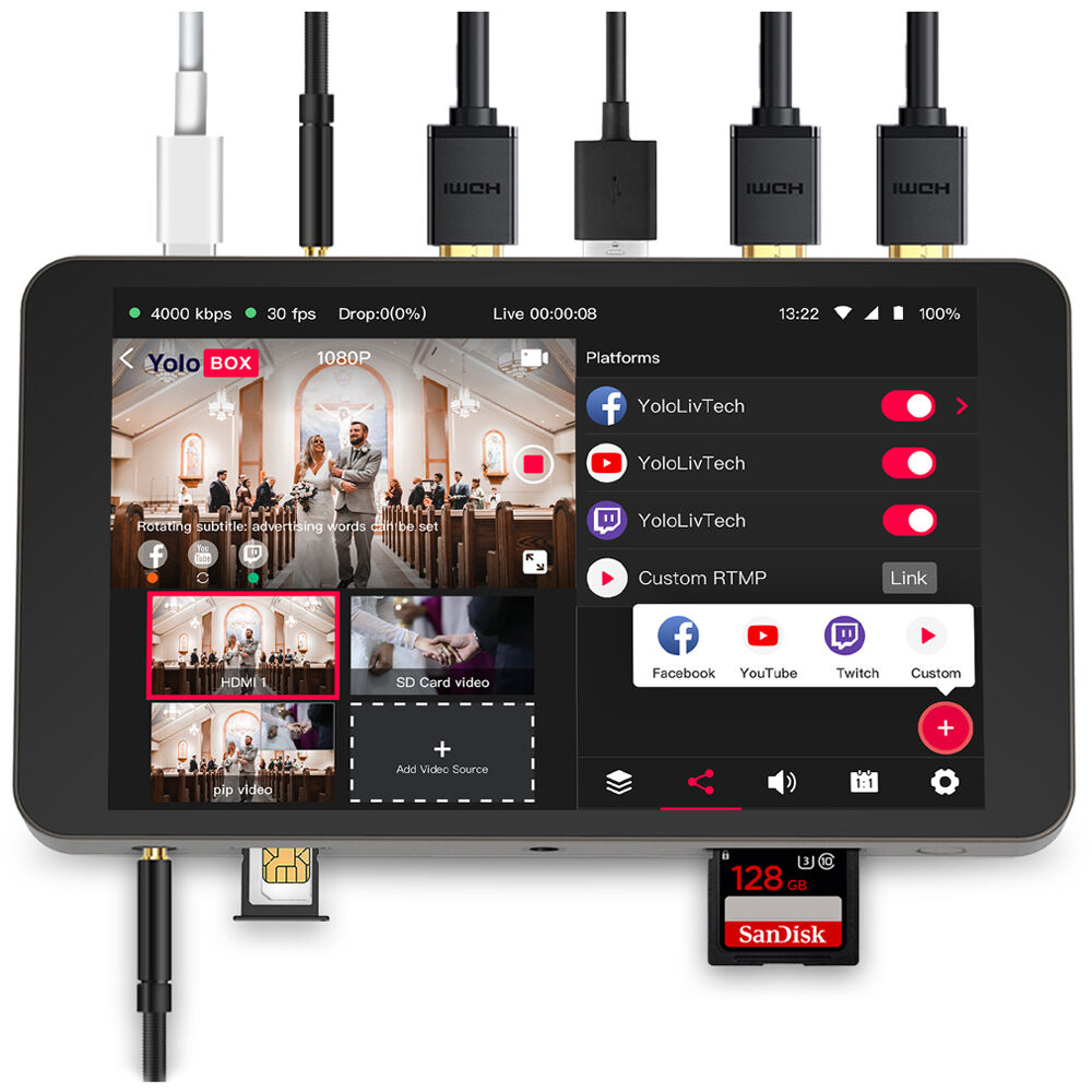 YoloBox ポータブルライブストリームスタジオ Amazon.com: YoloLiv YoloBox Pro, All-in-one Portable Multi