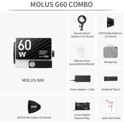 Zhiyun MOLUS G60 60W Bi-Color Mini COB Monolight (Combo Kit)