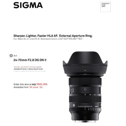 (Ready Stock) Sigma 24-70mm F2.8 DG DN II Art Lens for Sony E