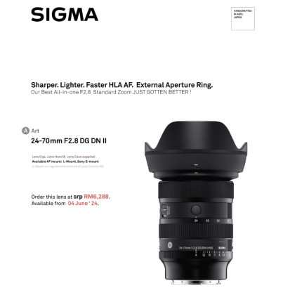 (Ready Stock) Sigma 24-70mm F2.8 DG DN II Art Lens for Sony E