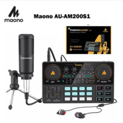 [X'MAS SALES] MAONO AU-AM200S1 / AU-AM200 S1 Condenser Microphone Kit AU-AM200-S1 Portable All In One Podcast Production Mixer Kit AM200 S1