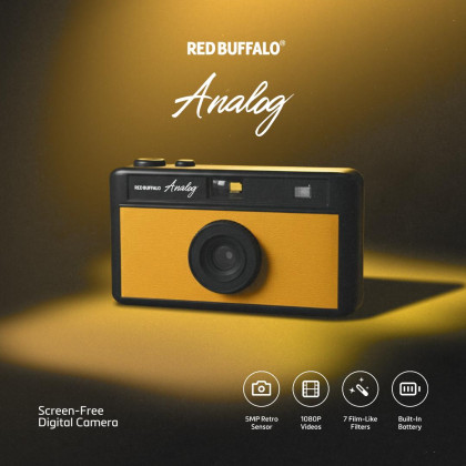 Red Buffalo Analog Screen Free Retro Yellow Digital Camera (Colour Sticker: Wispy Lilac / Macha Mousse)