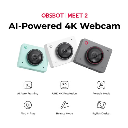 [JUNE SALE] OBSBOT Meet 2 4K Webcam (Space Grey, Aurora Green, Cloud White)