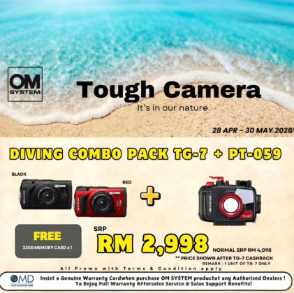 [MAY SALE] Olympus Tough Camera TG-7 + Underwater housing PT-059 Dive Deeper Combo Pack (Free 32GB SD Card)