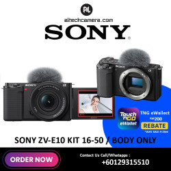 [AUG SALE 4-23rd Free TNG Rm200] Sony ZV-E10 Kit with E PZ 16-50mm OSS II Lens (Sony Malaysia) + 64GB Card + Godox IM22 Flash