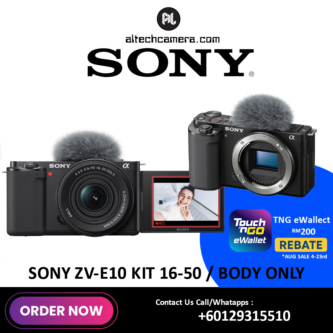 (AUG SALE 4-23rd Free TNG Rm200) Sony ZV-E10 Mirrorless Camera Body Only (Free 64GB Card) Sony Malaysia — Sony ZV-E10 Mirrorless Camera Body (Free 64GB Card)