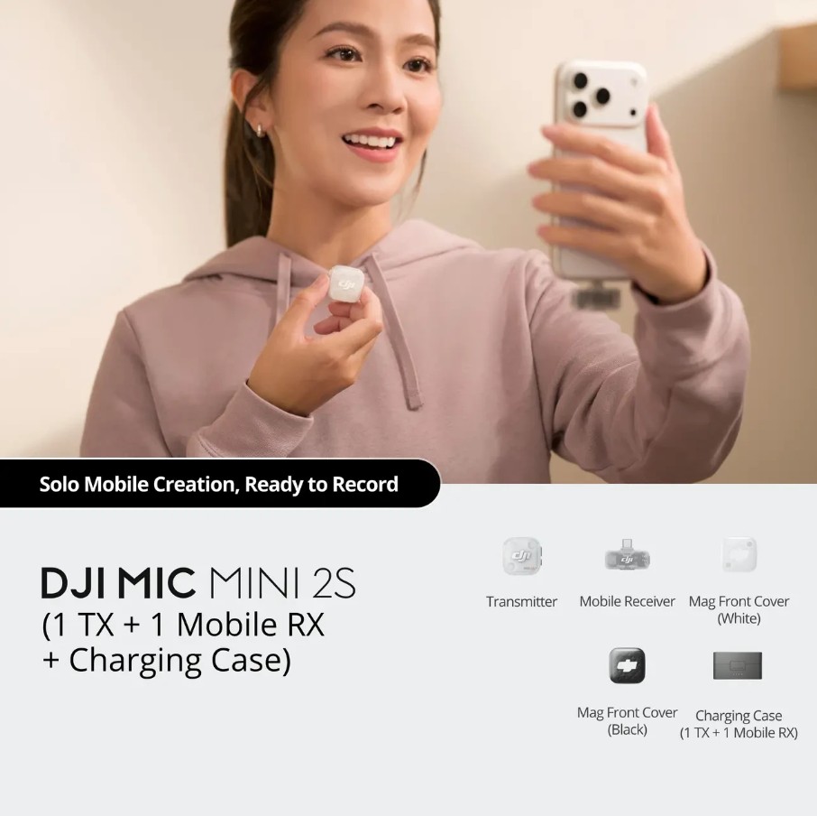 [AUG] DJI Mic Mini 2S Internal Recording Mini Wireless Mic — [PRE ORDER] DJI Mic Mini 2S (1 TX + 1 Mobile RX + Charging Case) Internal Recording Wireless Mic
