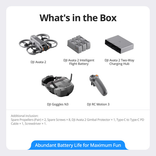 DJI Avata 2 3-Battery Fly Smart Combo FPV Drone with Goggles N3 — [PRE ORDER] DJI AVATA 2 3-Battery Fly Smart Combo with Googles N3