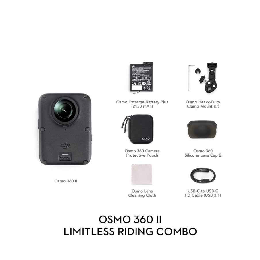 DJI Osmo 360 II 8K Panoramic Action Camera - (Standard Combo / Limitless Riding Combo / Adventure Combo) — DJI OSMO 360 II Limitless Riding Combo 8K Panoramic Action Camera