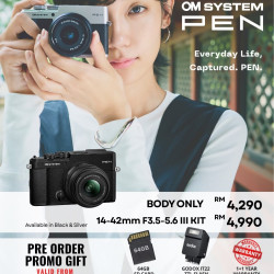 [PRE ORDER] OM SYSTEM PEN Mirrorless Camera with 14-42mm III Lens (Black / Silver) (PROMO UNTIL 30 SEP 2026)