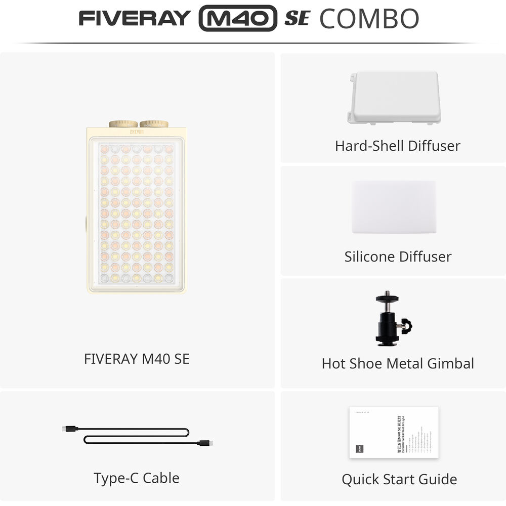 Zhiyun FIVERAY M40 SE Bi-Color LED Panel — Zhiyun FIVERAY M40 SE Bi-Color LED Panel Combo
