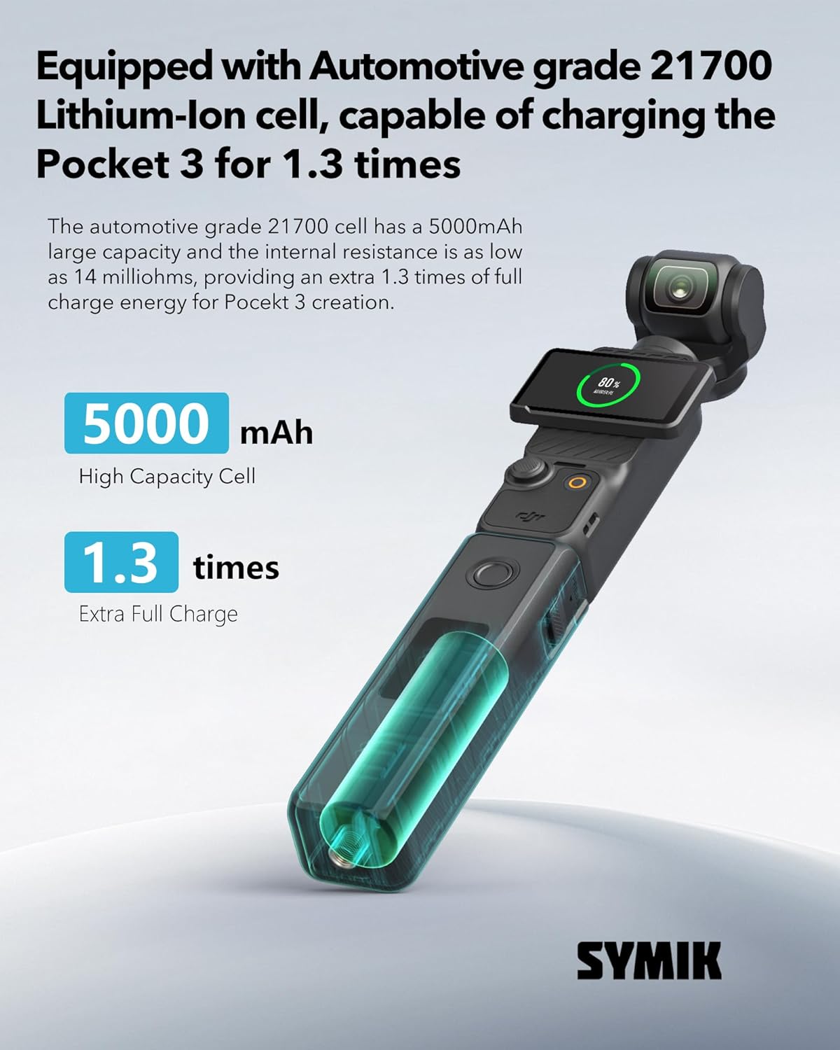 SYMIK Intelligent Battery Handle for DJI Osmo Pocket 4P / Pocket 4 / Pocket 3 (5000 mAh) — SYMIK Intelligent Battery Handle for DJI Osmo Pocket 4P / Pocket 4 / Pocket 3 (5000 mAh)