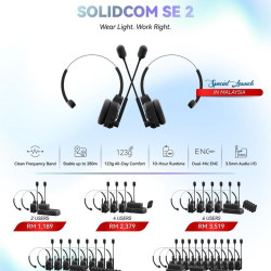 Hollyland Solidcom SE 2 1.9Ghz Full-Duplex Wireless Intercom Headset System with Dual-Mic ENC (2S / 4S / 6S / 8S / 11S)