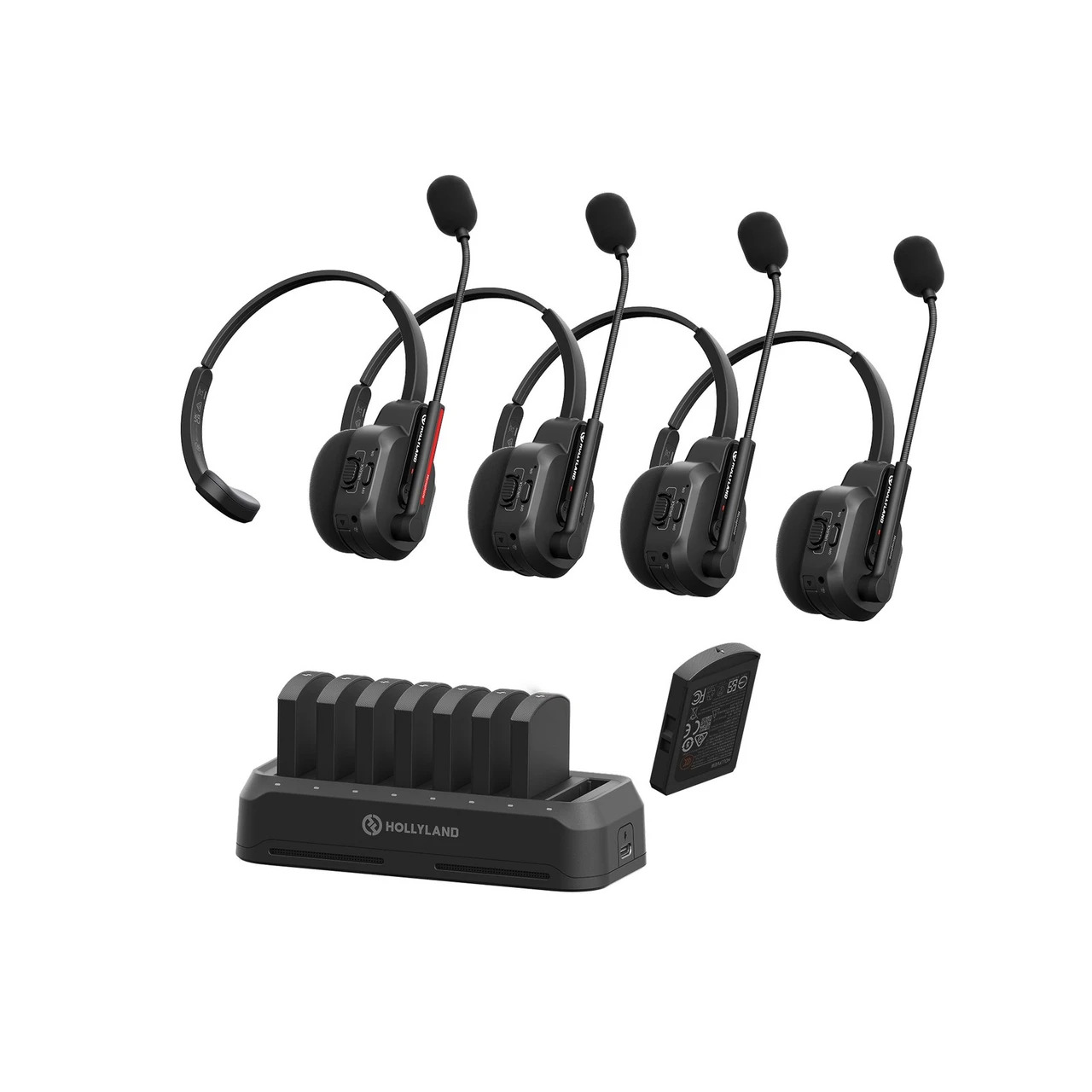 Hollyland Solidcom SE 2 1.9Ghz Full-Duplex Wireless Intercom Headset System with Dual-Mic ENC (2S / 4S / 6S / 8S / 11S) — Hollyland Solidcom SE 2 4S 1.9Ghz (4 Users)