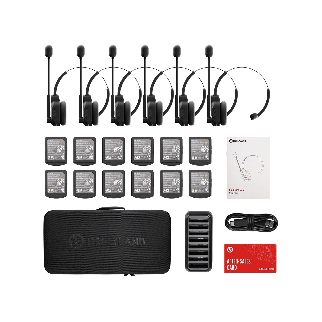 Hollyland Solidcom SE 2 1.9Ghz Full-Duplex Wireless Intercom Headset System with Dual-Mic ENC (2S / 4S / 6S / 8S / 11S) — Hollyland Solidcom SE 2 6S 1.9Ghz (6 Users)