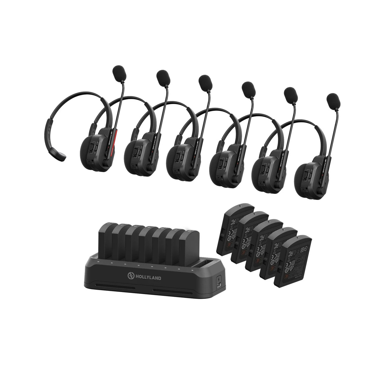 Hollyland Solidcom SE 2 1.9Ghz Full-Duplex Wireless Intercom Headset System with Dual-Mic ENC (2S / 4S / 6S / 8S / 11S) — Hollyland Solidcom SE 2 6S 1.9Ghz (6 Users)
