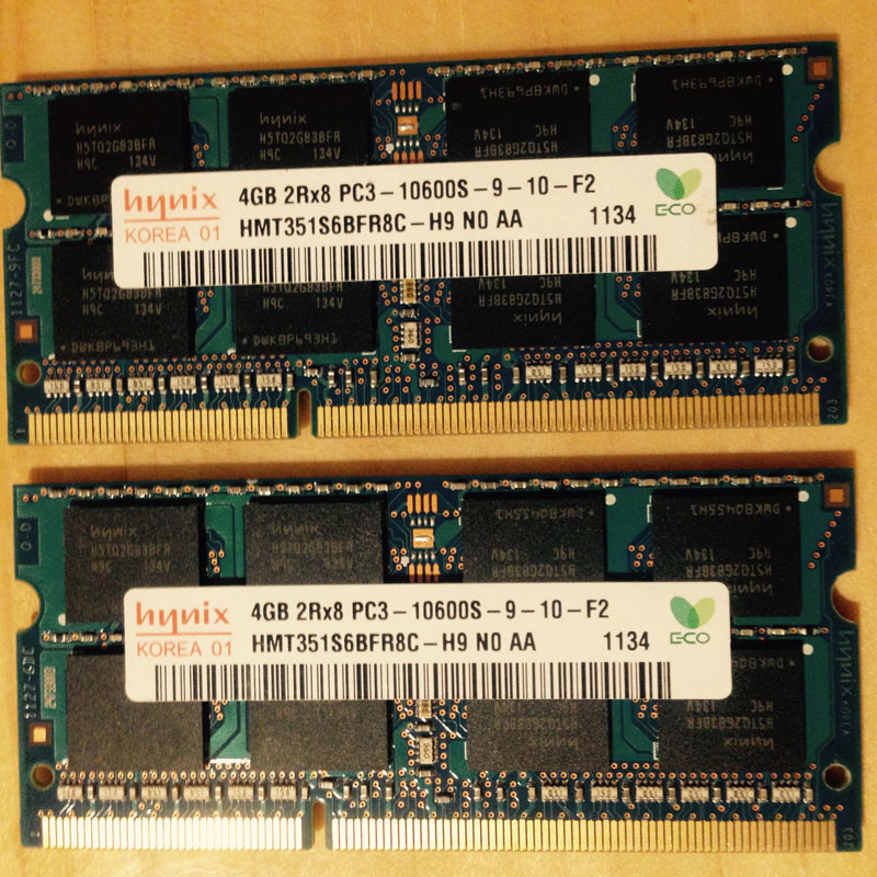 Cặp RAM Tháo máy Macbook Pro DDR3 Laptop 1333mhz 4gb x 2 = 8gb