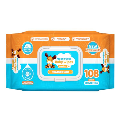 Baby Premium Wipes Powder Scent 108Sheets