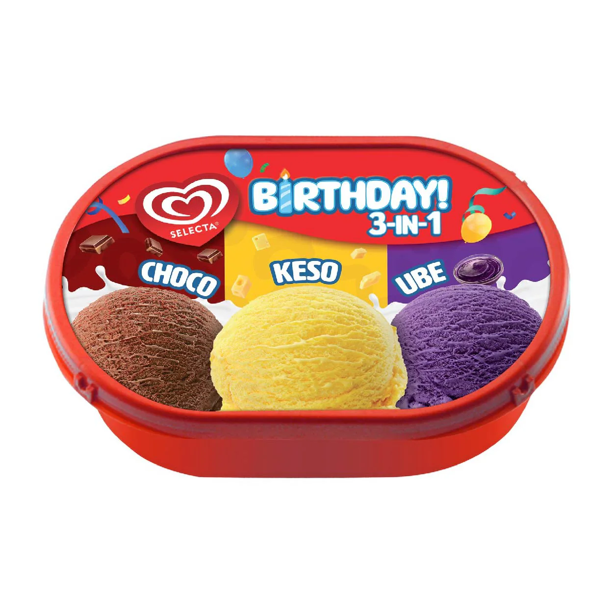 Birthday Ice Cream 3in1 Choco-Keso-Ube 750ml