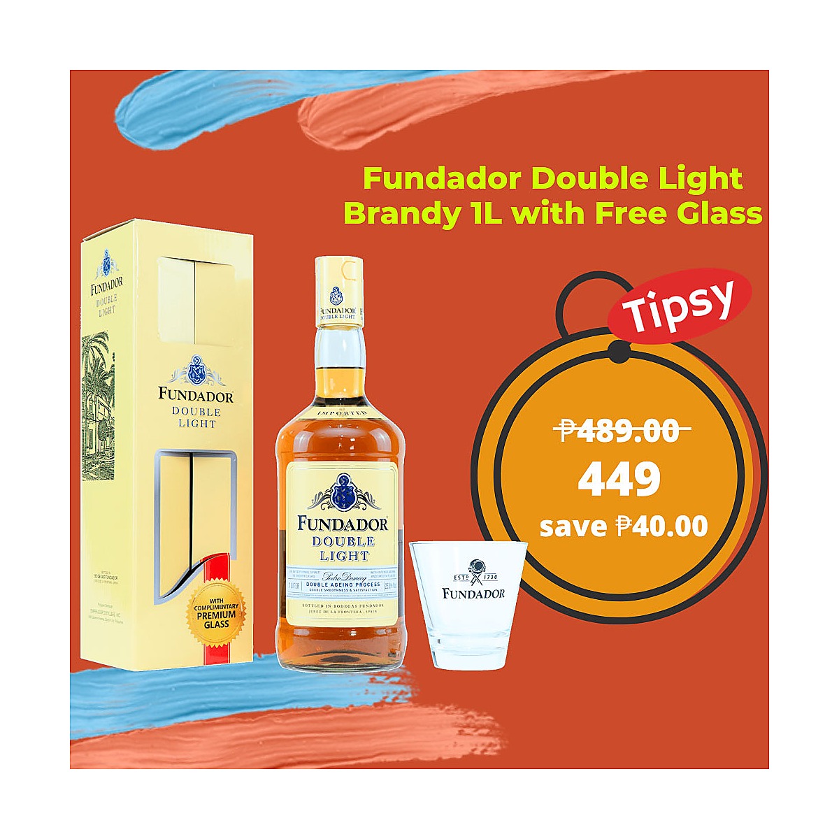 Fundador Double Light Brandy 1L