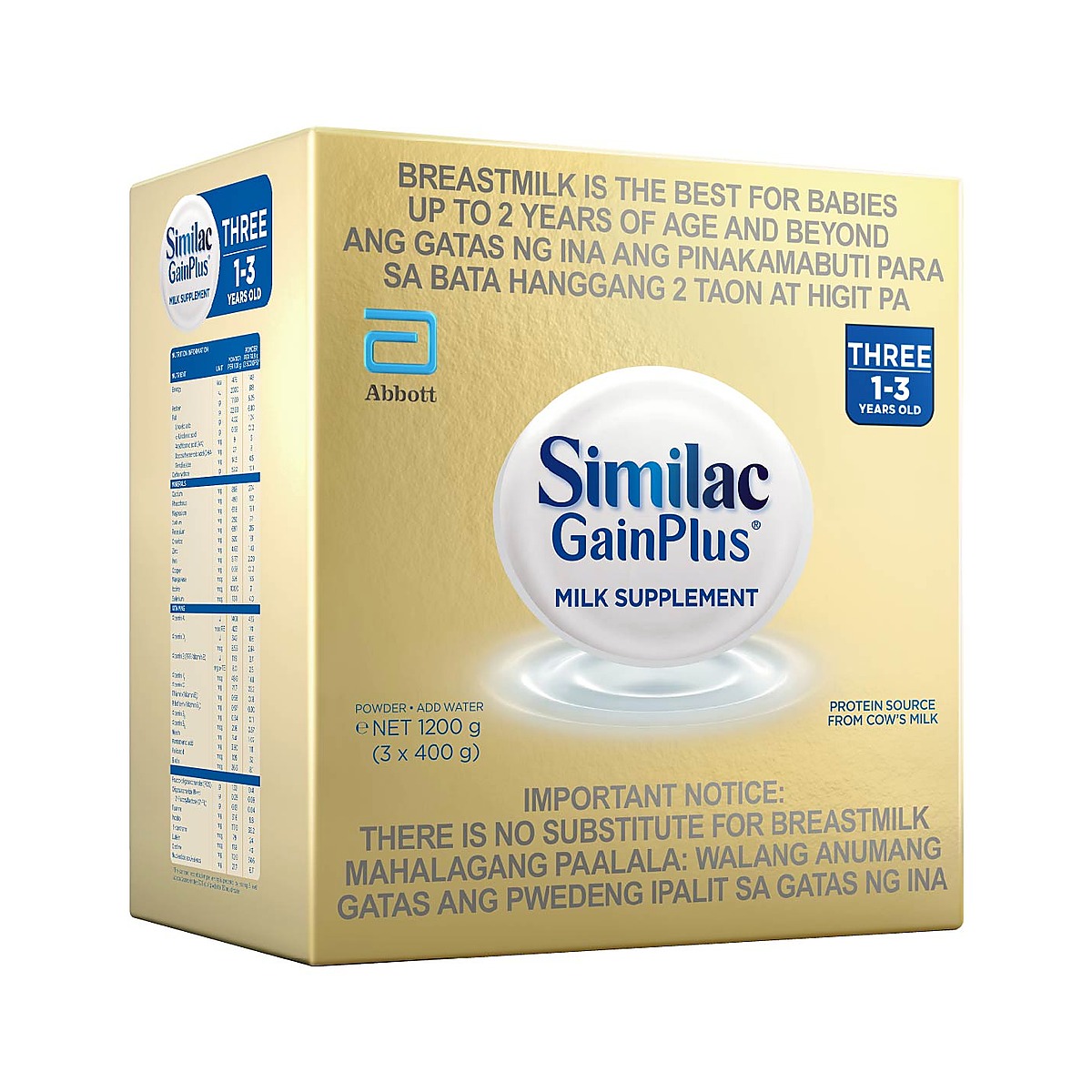 Similac Gain Plus Three Powdered Milk Supplement 1.2kg