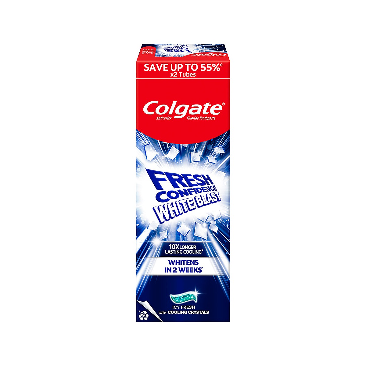 Colgate Fresh Confidence White Blast Toothpaste Icy Fresh 150g (Pack of 2)
