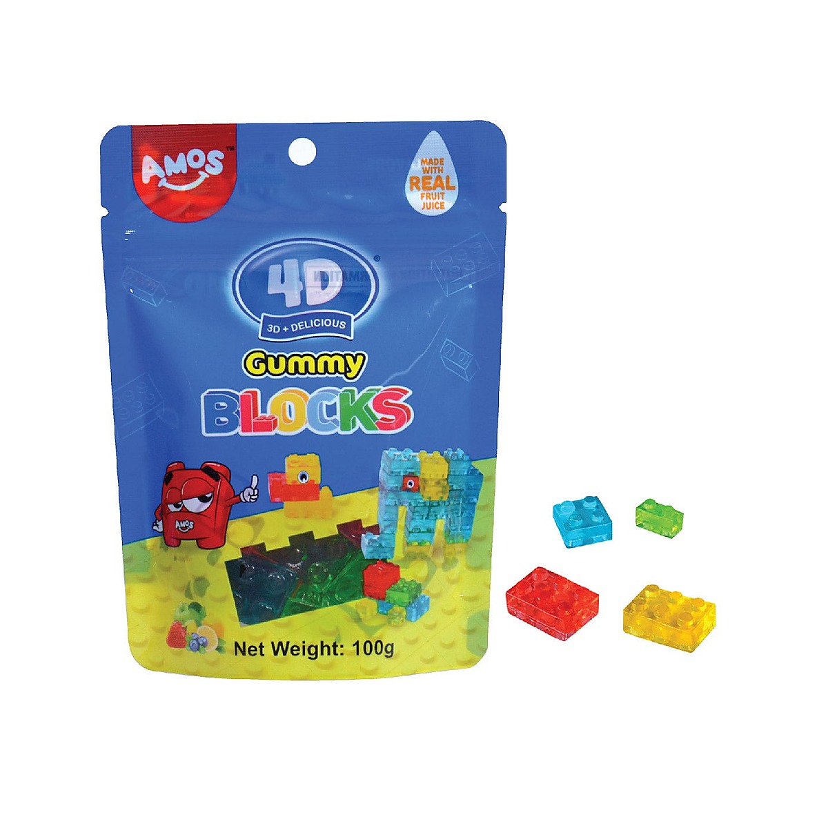 Amos 4D Gummy Blocks 100g
