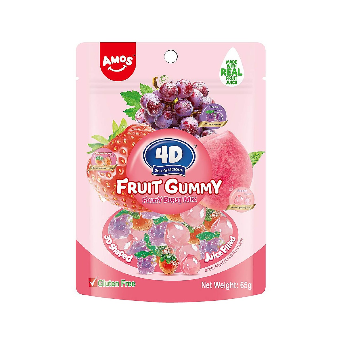 Amos 4D Fruit Gummy 65g