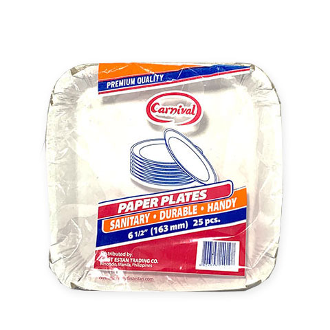 Square Paper Plate 163mm